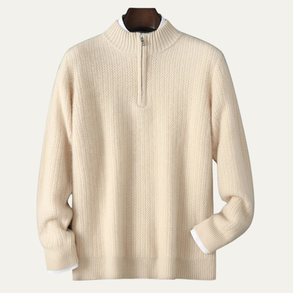 Warm Men's Cashmere Quarter Zip Knit Sweater