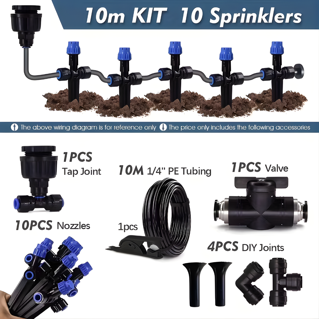 Water Saving Lawn Sprinkler System with Flexible Drippers