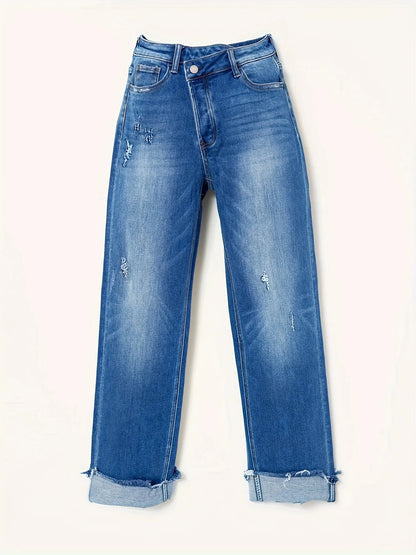 Fashionable High-Waisted Straight Leg Jeans