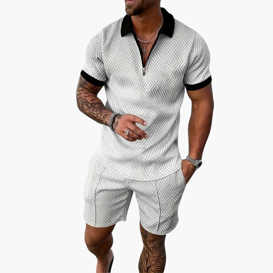 Men's Athletic Zip Up Shorts Set