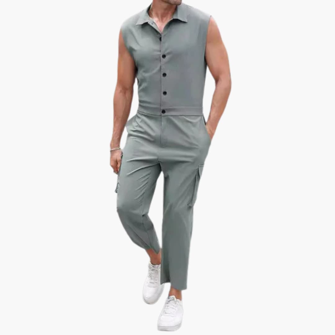 Men's Summer Cargo Jumpsuit with Pockets