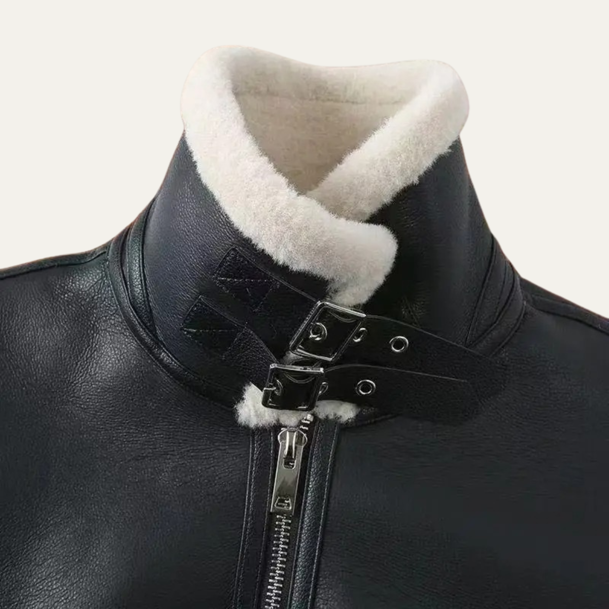 Warm Men's Fleece Lined Leather Aviator Jacket