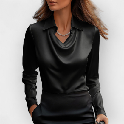 Luxurious Silk Blouse with Ruffle Neckline