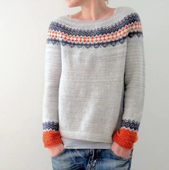 Fashionable Graphic Crew Neck Women's Sweater