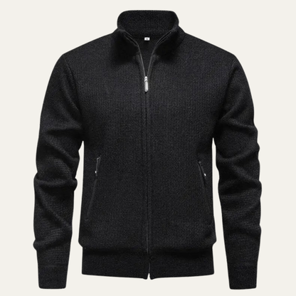 Relaxed Fit Men's Knit Zip Up Cardigan Sweater