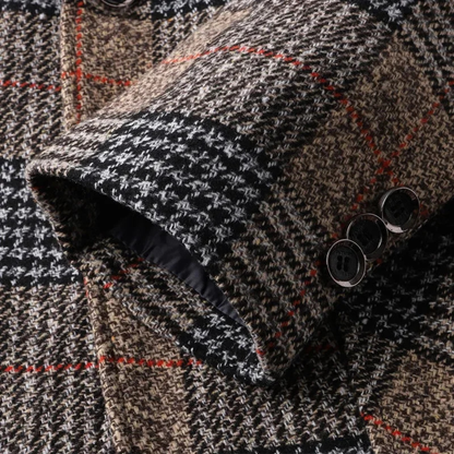 Stylish Mens Plaid Tweed Blazer Suit Jacket