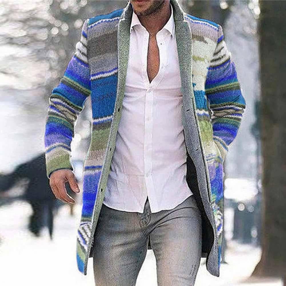 Classic Fit Men's Striped Overcoat