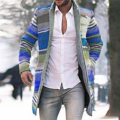 Classic Fit Men's Striped Overcoat