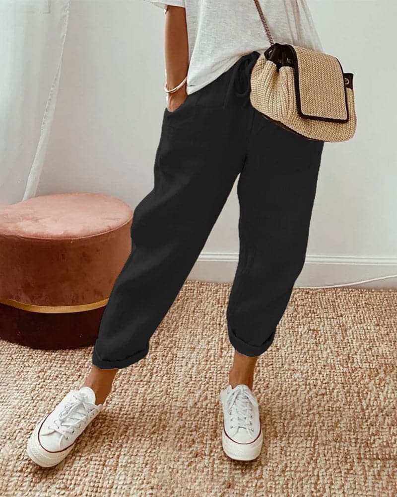 Comfy Women's Linen Pants with Elastic Waist