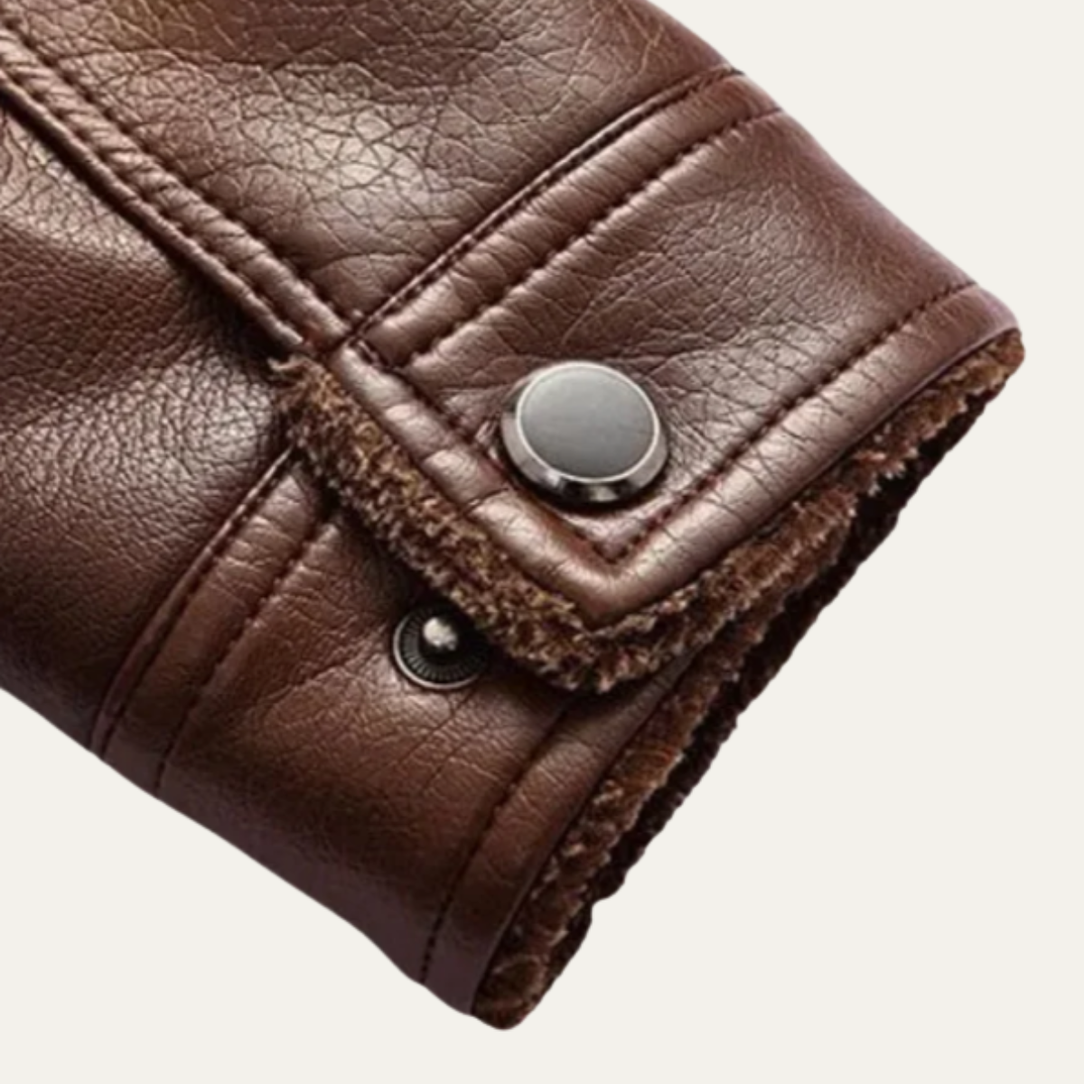 Classic Men's Leather Parka Coat with Thermal Fleece Lining