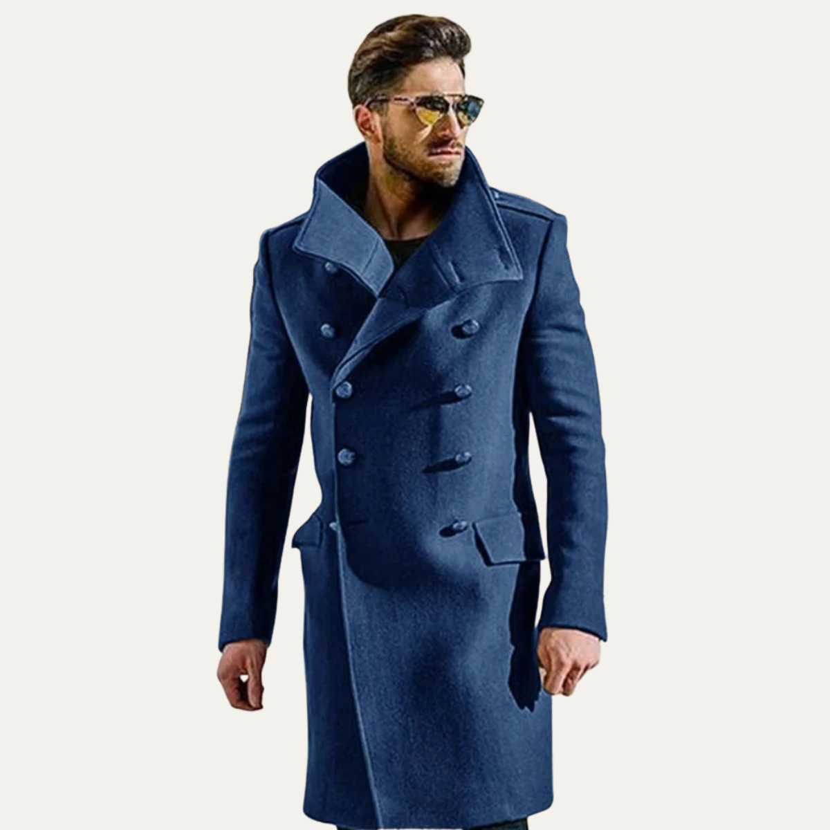Classic Double Breasted Mens Wool Trench Coat