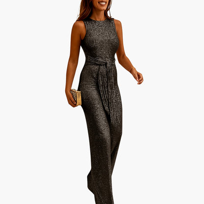 Summer Tank Jumpsuit for Women with Belted Waist