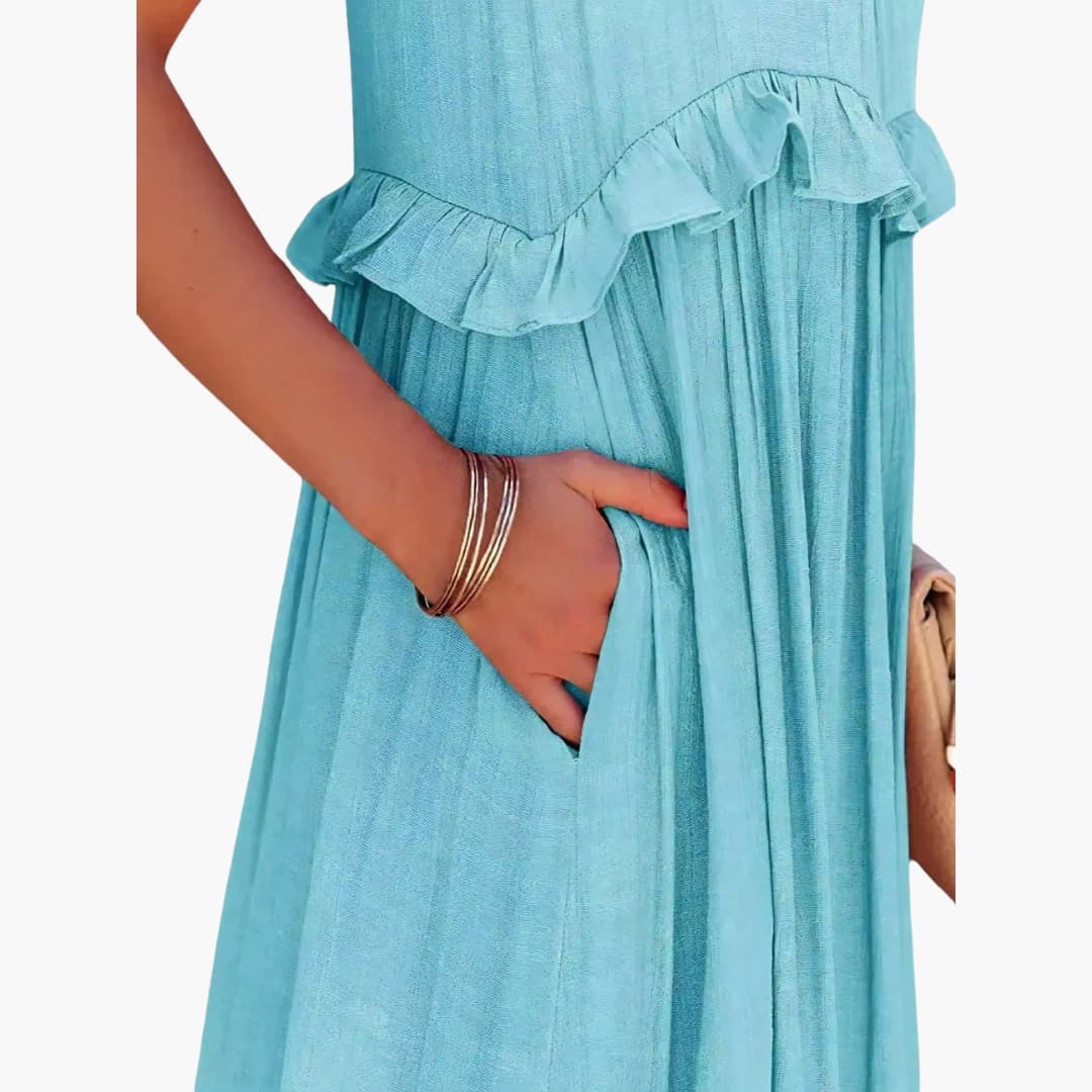 Flowy Long Dress for Women, Lightweight Ruffle Style
