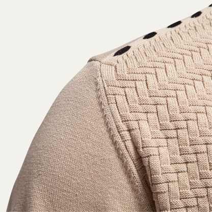 Rugged Mens Cable Knit V Neck Cardigan Sweater