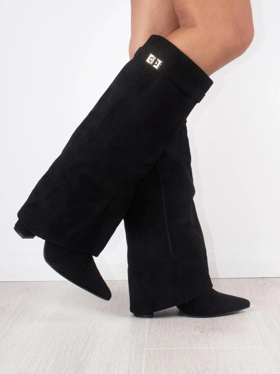 Tall Suede Ankle Boots with High Heel
