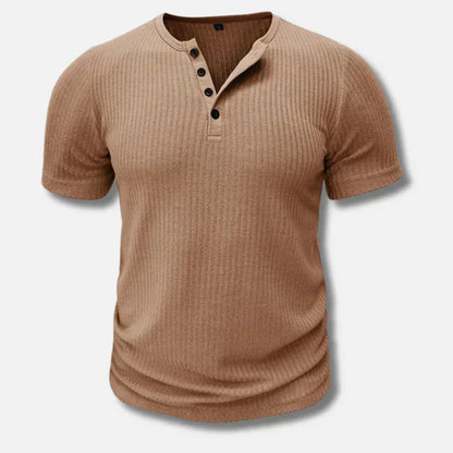Fitted Mens Henley Tee with Button Front