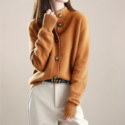 Soft Beige Open-Front Cardigan Sweater for Women