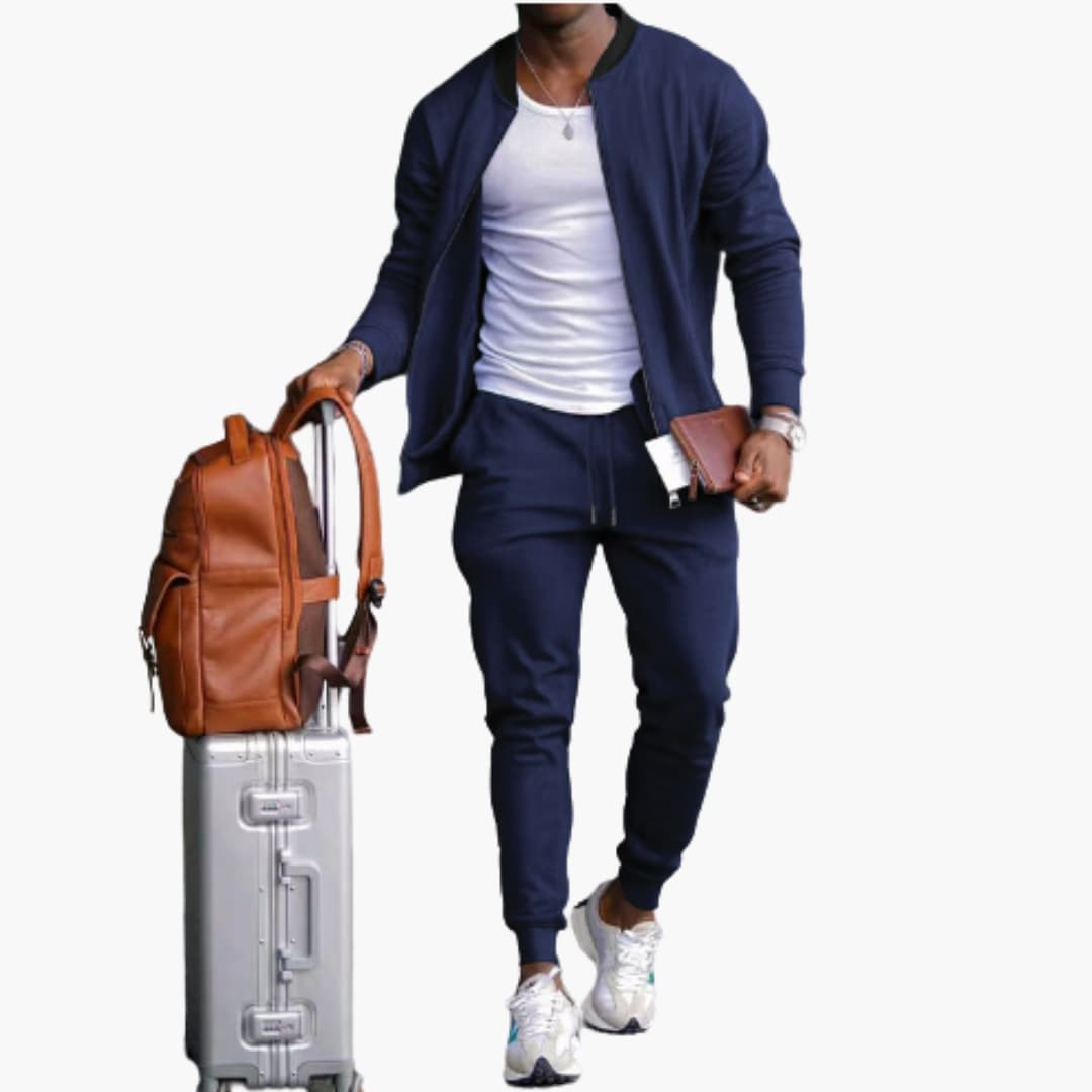 Men's 2-Piece Tracksuit with Zipper Jacket and Pants