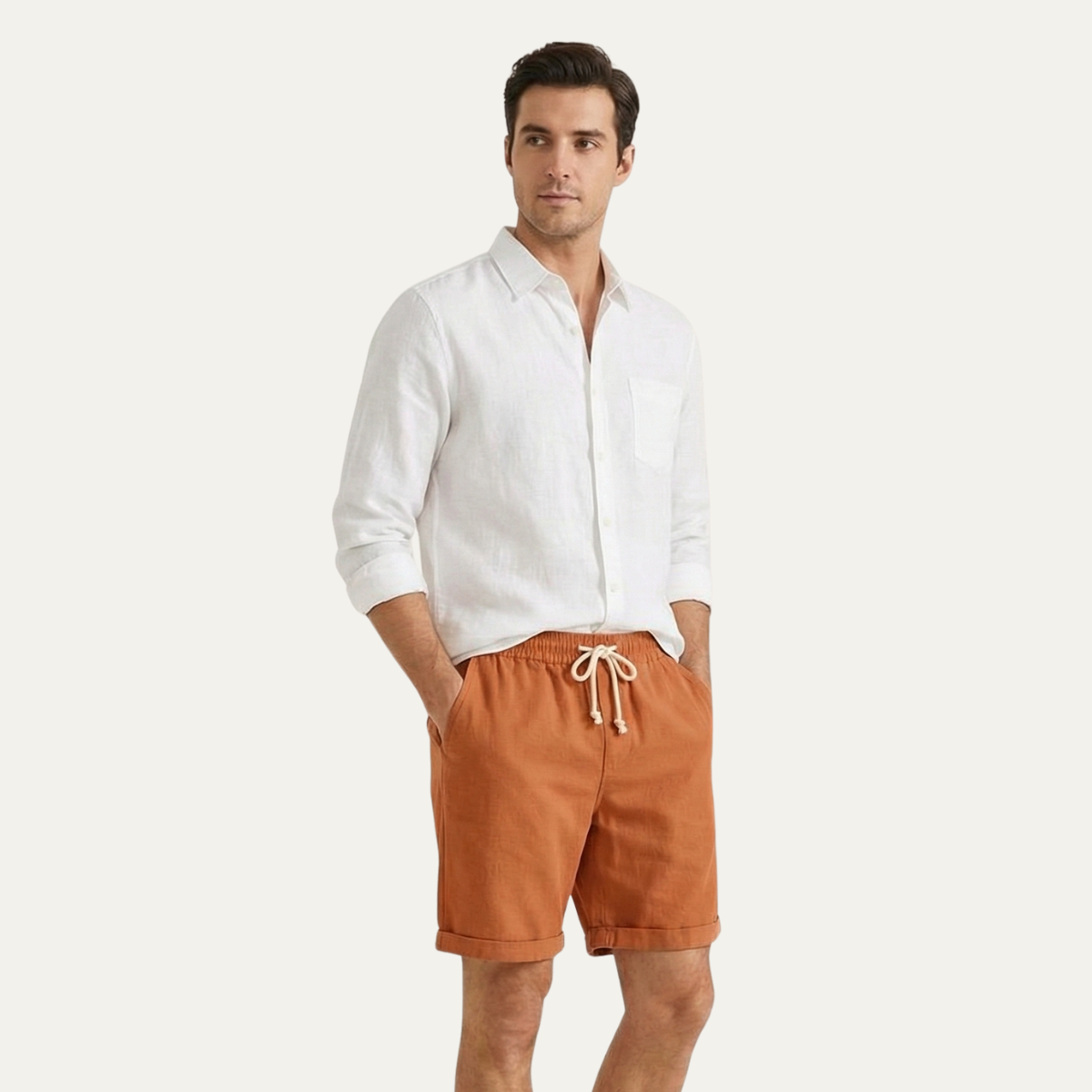 Casual Linen Drawstring Shorts for Men