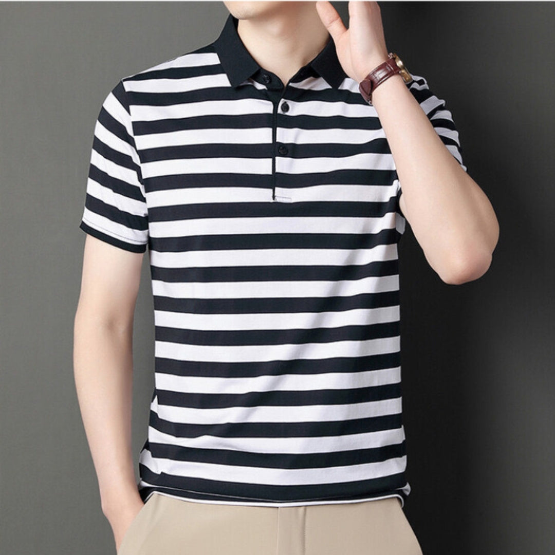Men's Slim Fit Short Sleeve Striped Polo Shirt