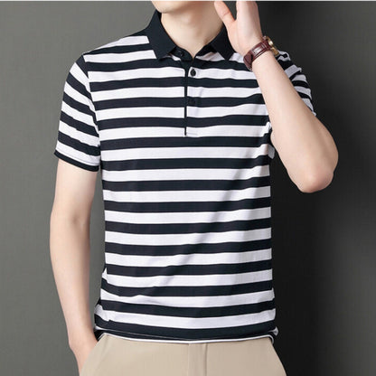 Men's Slim Fit Short Sleeve Striped Polo Shirt