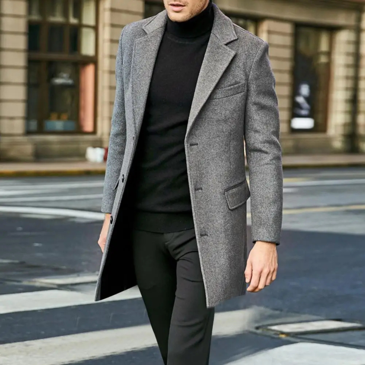 Classic Men's Wool Mix Winter Coat