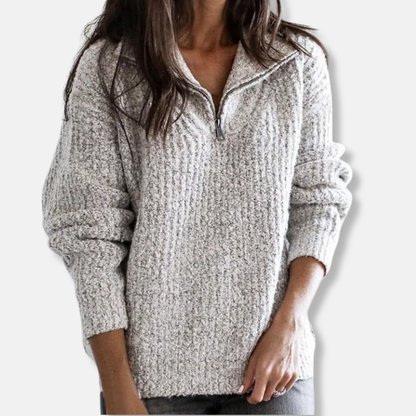 Casual Texture Half Zip Sweater