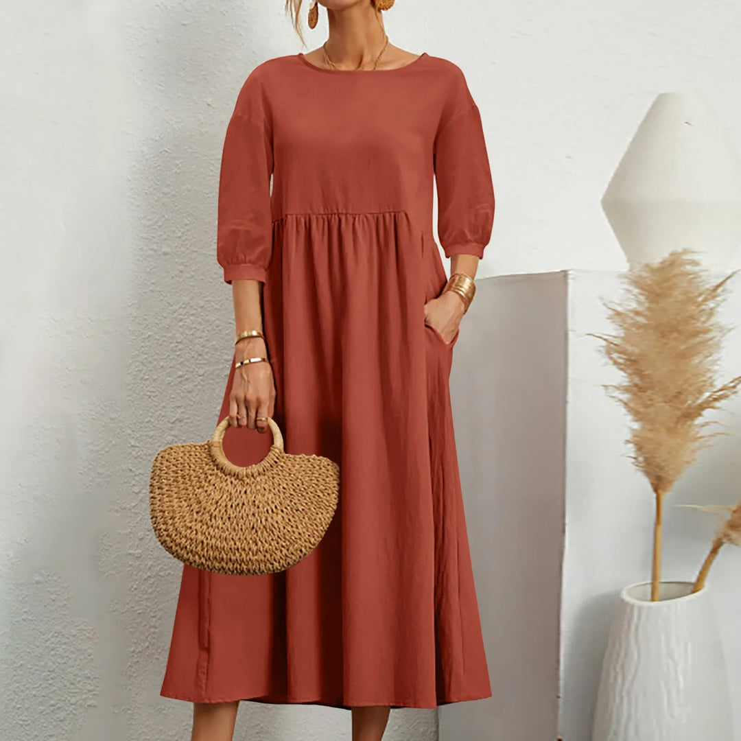 Relaxed Fit Floral Midi Dress Comfortable Everyday Wear