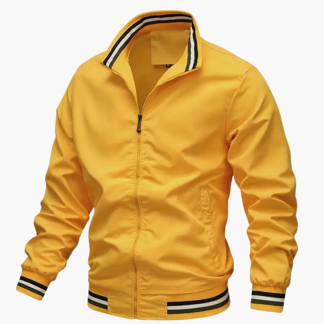 Men's Zip Up Jacket with Textured Trim