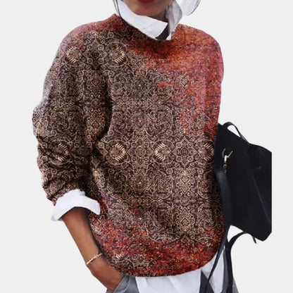 Women's Crew Neck Geometric Sweater