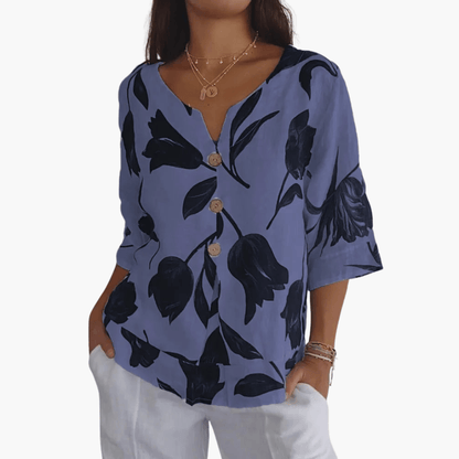 Ladies' Pretty Flower V-Neck Shirt