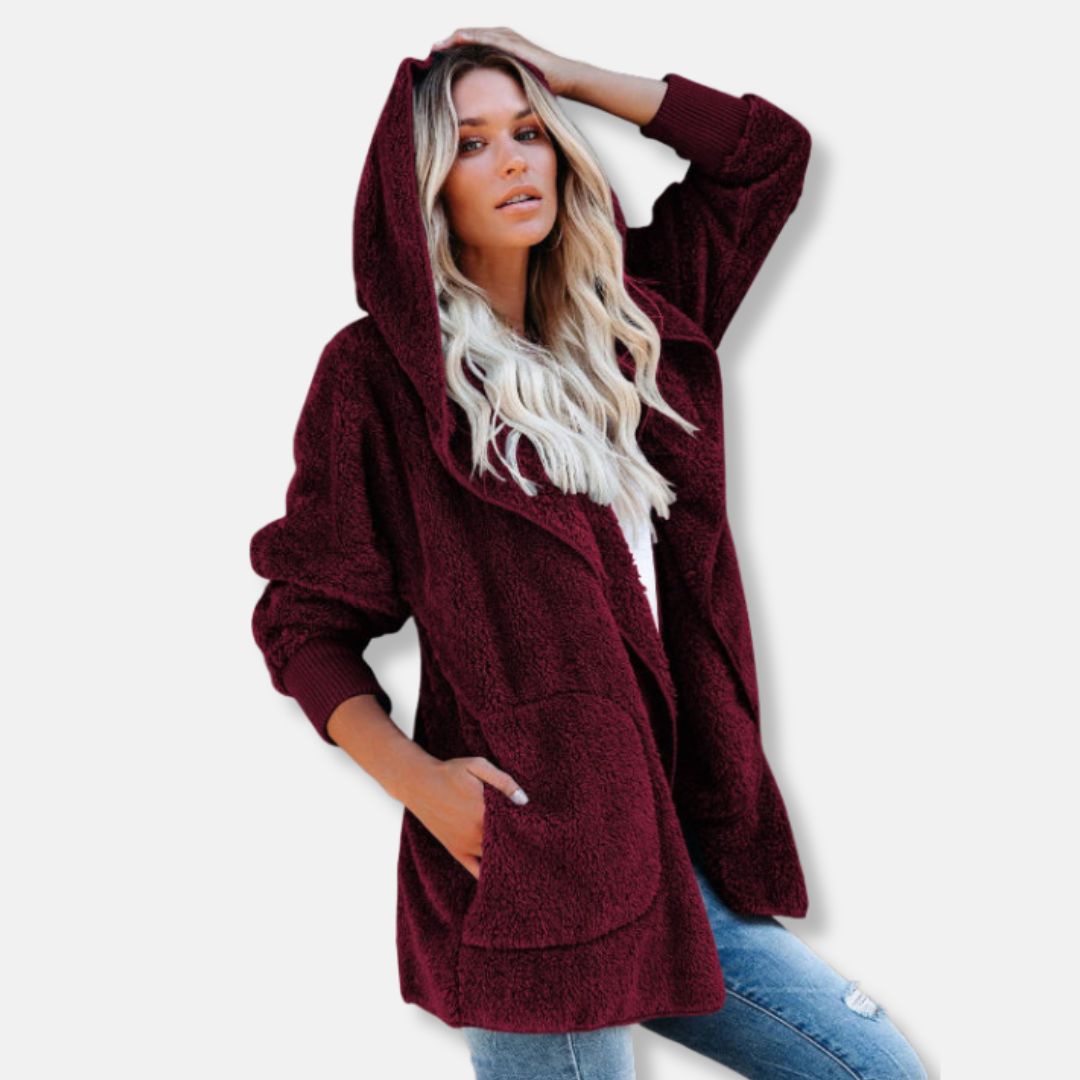 Cozy Women's Hooded Fleece Cardigan with Pockets