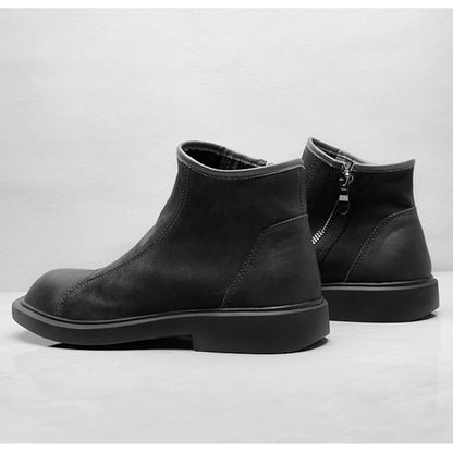 Insulated Men's Faux Leather Ankle Boots with Zip