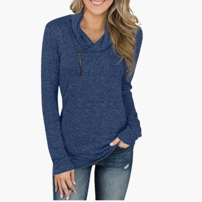 Chic Zip Up Women's Collar Sweater