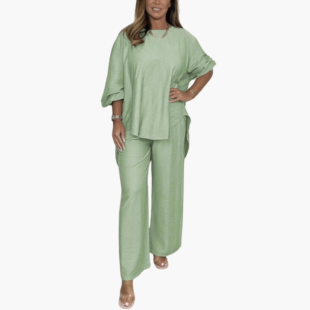 Comfy Women's Pajama Set with Wide Leg Pants