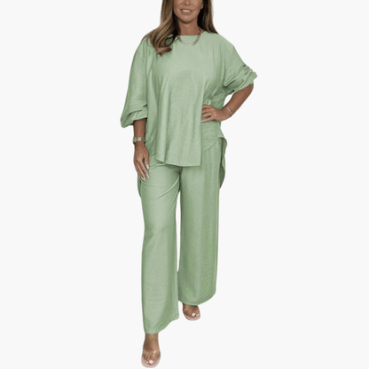 Comfy Women's Pajama Set with Wide Leg Pants