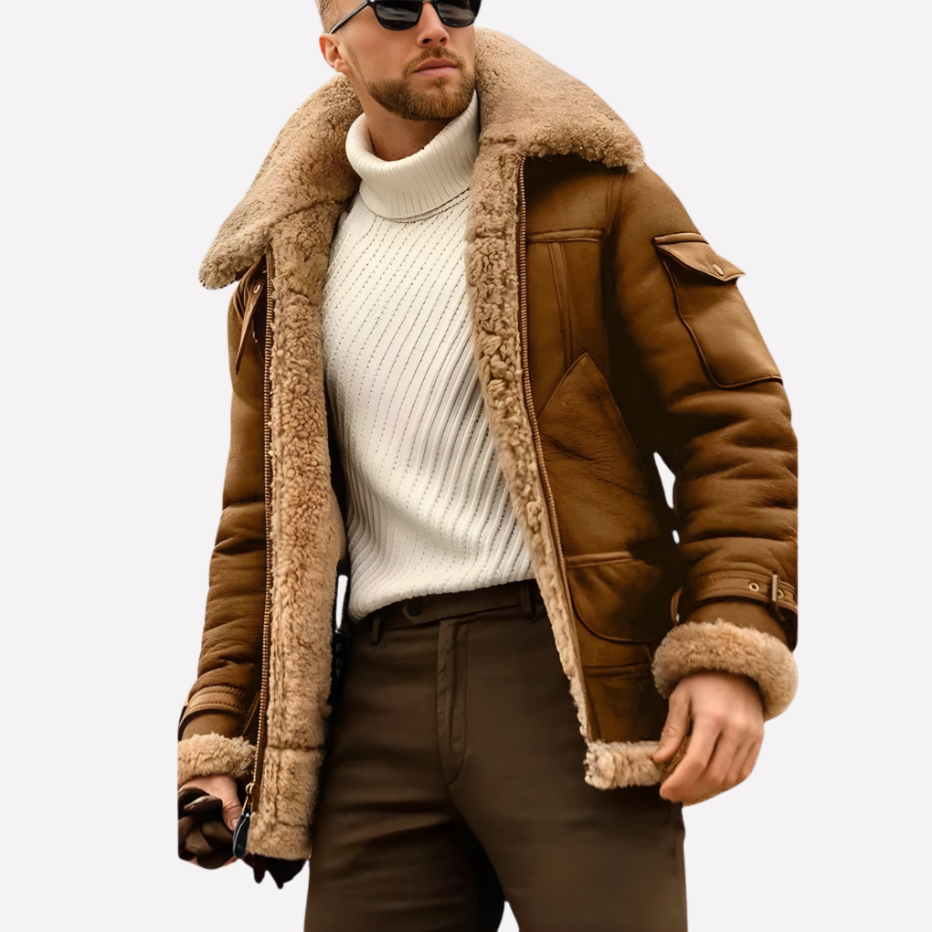 Classic Leather Flight Jacket - Olytrend