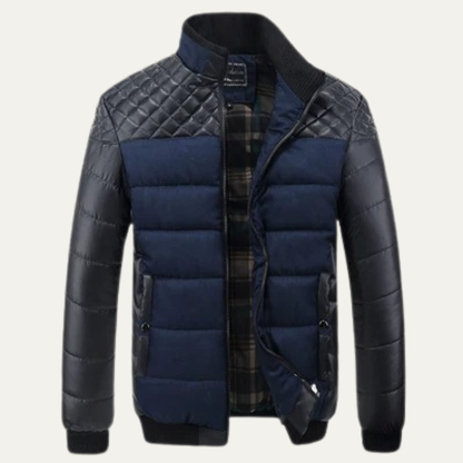Classic Mens Quilted Biker Leather Jacket