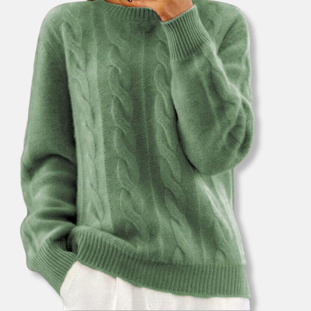 Casual Fit Cable Knit Crewneck Sweater