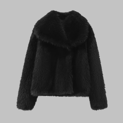 Nesrin - Chic Long Sleeve Fleece Jacket Coat