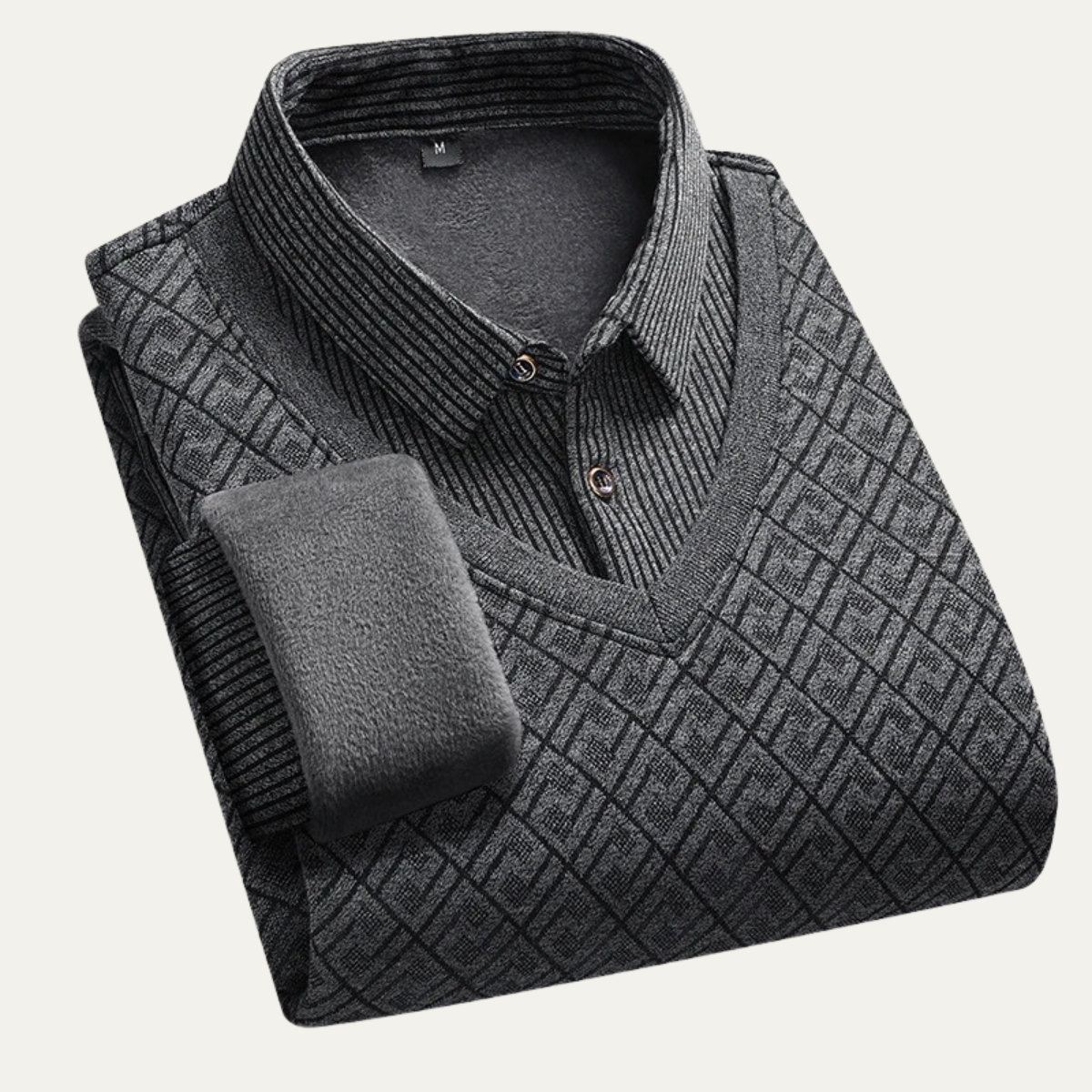 Comfortable Mens Chunky Knit Polo Sweater