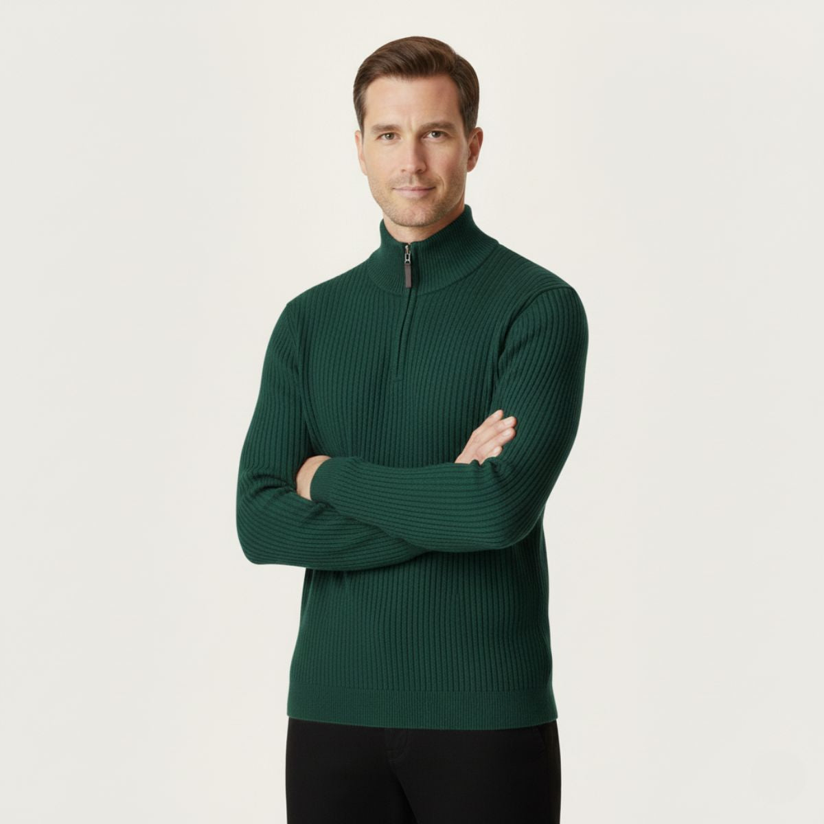 Classic Quarter Zip Men's Sweater - Rich Style