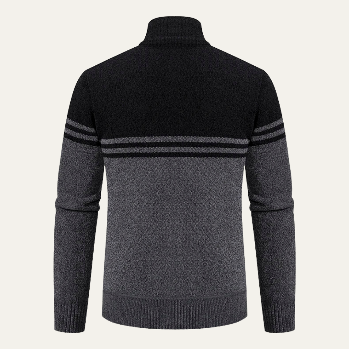 Warm Men's Striped Fleece Lined Knit Jacket Sweater