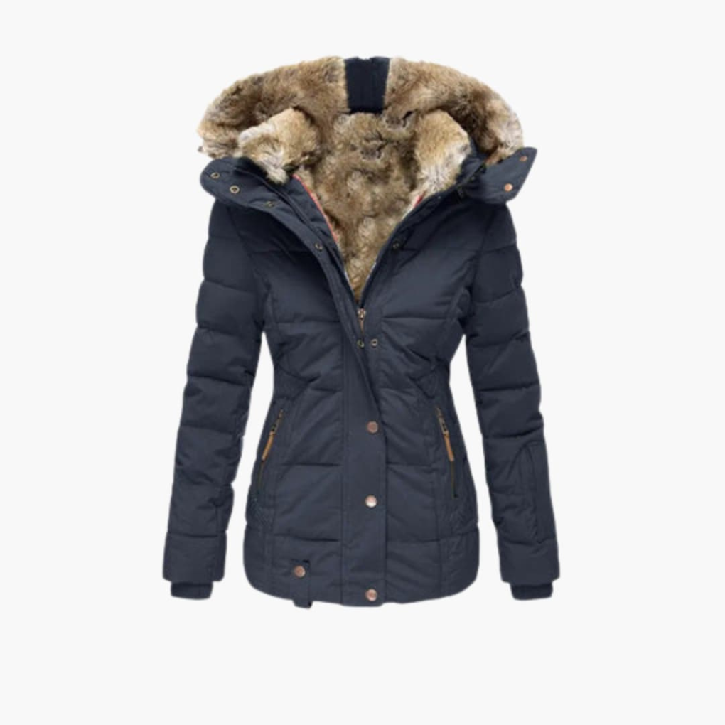 Ladies' Coat with Textured Finish and Zip Fastening