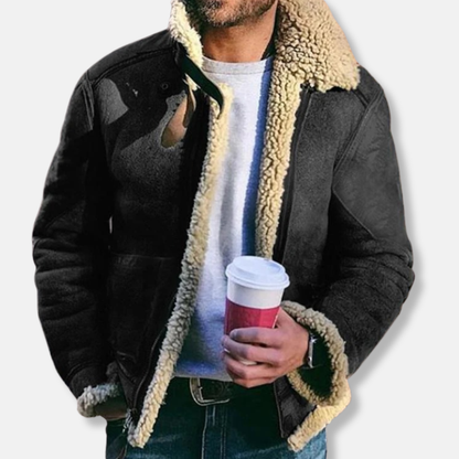 Luxurious Suede Leather Aviator Coat