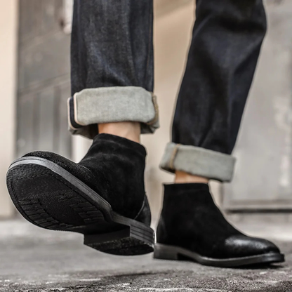 Classic Men's Suede Leather Zip Boots