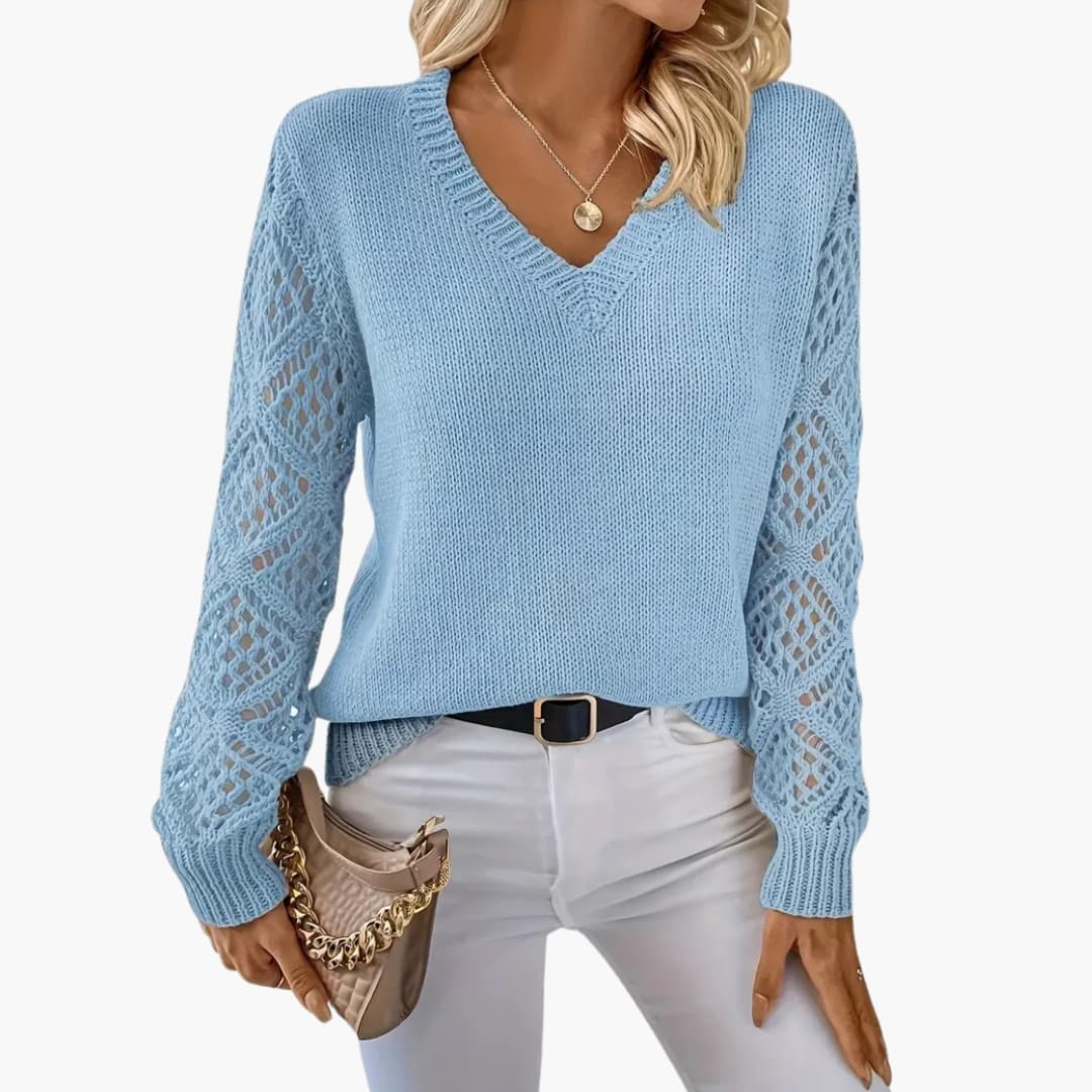 Soft Women's V-Neck Long Sleeve Knit Sweater