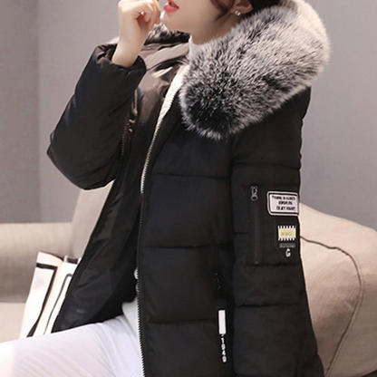 Women's Lightweight Parka Jacket with Faux Fur Hood