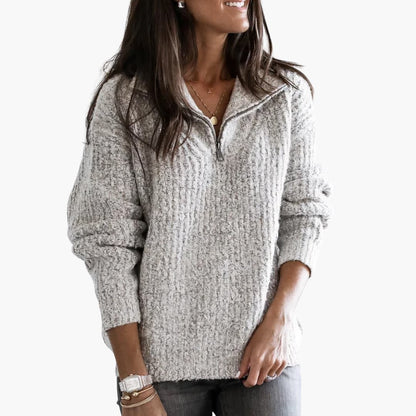 Women's Textured Half Zip Sweater - Olytrend