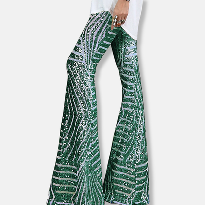 Luxurious High Waisted Sequin Wide Leg Pants
